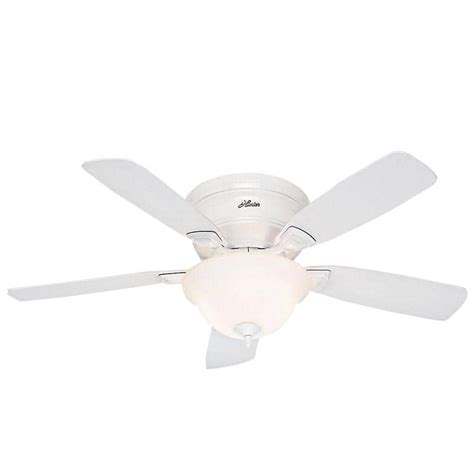 Hunter Low Profile 48 In Indoor White Ceiling Fan With Light Kit 52062