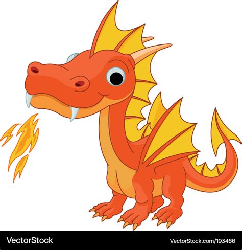 Cartoon Fire Dragon Royalty Free Vector Image Vectorstock