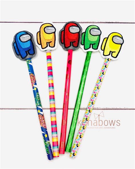 Party Favors Among Us Crewmate Pencil Toppers Classroom Etsy