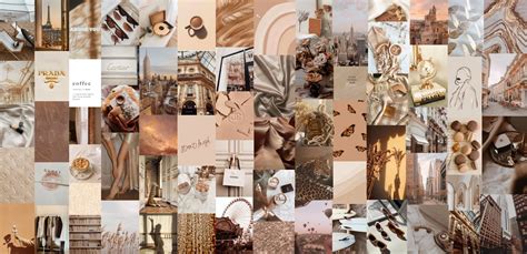 Boho Beige Trendy Aesthetic Wall Collage Kit Digital Download 70pcs