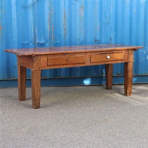 Antique Danish Pine Library Table With Drawers