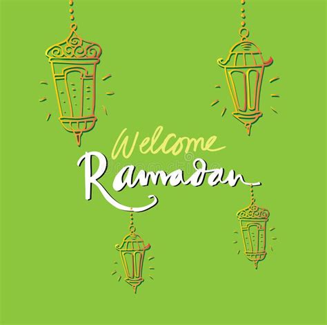 Welcome Ramadan Greeting Card Stock Vector Illustration Of Green