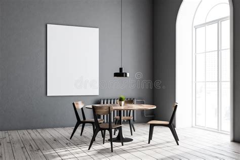 Gray Dining Room Corner Round Table Poster Stock Illustration
