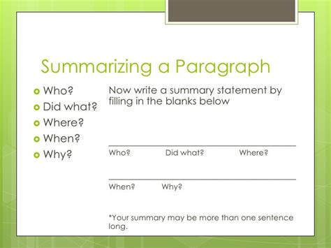 😍 How To Summarize A Paragraph Example Of Summarizing A Paragraph