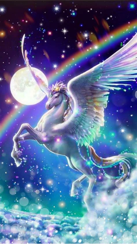 Pegasus With A Rainbow Unicorn Wallpaper Cute Unicorn Wallpaper Unicorn Pictures