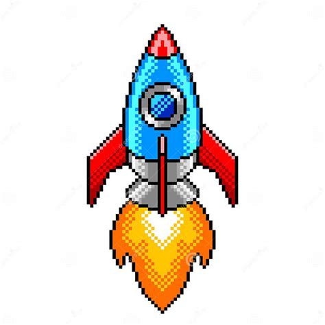 Pixel Space Rocket Detailed Illustration Isolated Vector Stock Vector