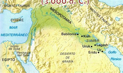 Historia Geografía Y Económia Mapa De Mesopotamia 3 000 A C