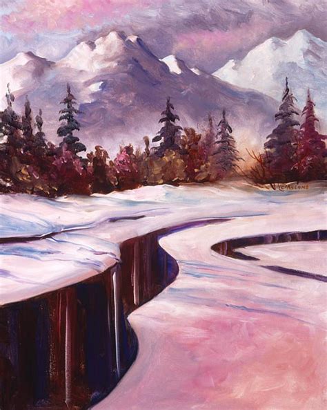 Winter River Patterns Oil 16 X 20 Winter Landscape Painting Abstract