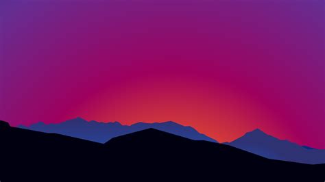 1600x900 Mountain Landscape Sunset Minimalist 15k Wallpaper1600x900