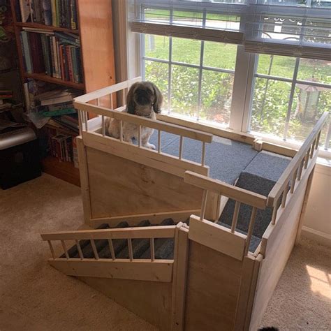 Large White Dog Bed With New Ramp Wood Raised Elevated Dog Bed Etsy