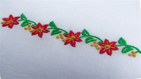 Hand Embroidery Beautiful Border Line Embroidery Design Easy Border
