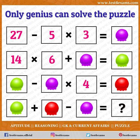 Only Genius Solve Math Puzzle Genius Puzzle Logic Test 4 Exams
