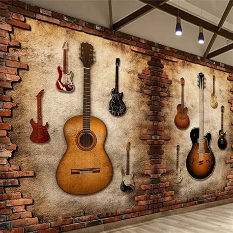 Free Shipping Custom Nostalgic Brick Wall Personality Guitar Music