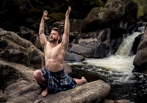 Kilted Yoga Hunk Finlay Wilson Demonstrates Moves With Scotlands