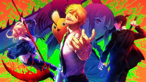 1360x768 Resolution Anime Chainsaw Man 4k Colorful Poster Desktop