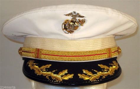 Usmc Us Marine Corps Male Field Grade Officer Dress Blues White Hat Cap