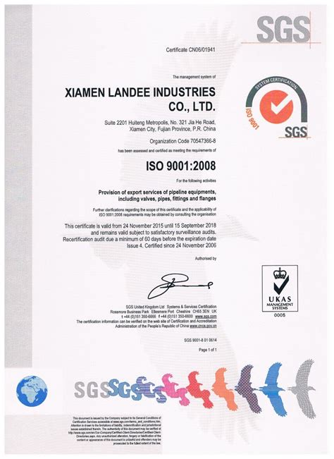 Iso 90012008 Certificate Landee