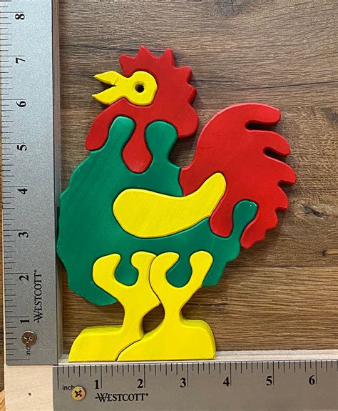 Wooden Rooster Toy Puzzle Etsy