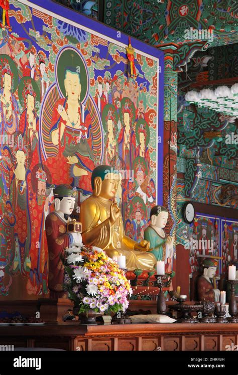 South Korea Seoul Bongeun Sa Buddhist Temple Buddha Statue Stock