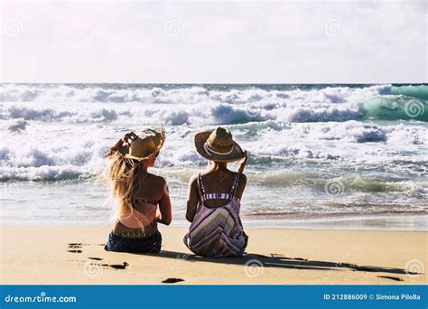 Couple Of Women Friends In Travel Summer Holiday Vacation Relax And Enjoy The Outdoor Leisure At