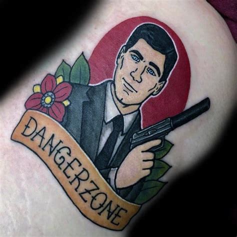Both hilarious and oddly attractive (in a fictional cartoon character sort of way). 40 Archer Tattoo Ideas For Men - Animated Secret Agent Designs