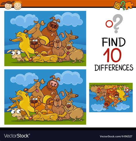 Finding Differences Game Cartoon Royalty Free Vector Image