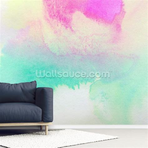 Watercolor Wallpaper Pink Yellow And Green Wallsauce Nz