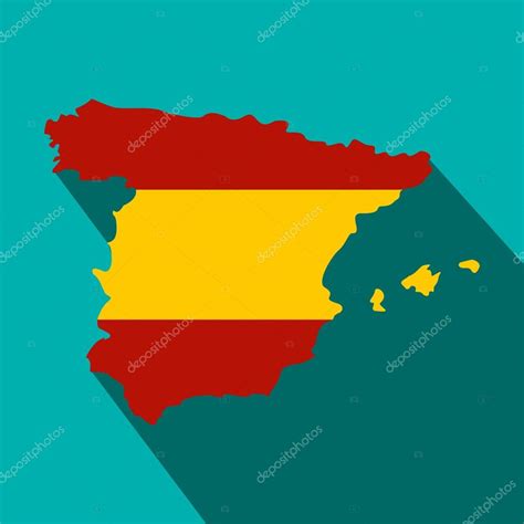 Mapa De Espanha Em ícone De Cores Da Bandeira Espanhola — Vetor De