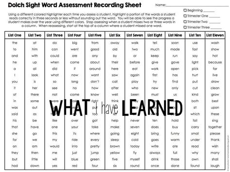 Preprimer Dolch Sight Words Assessment Checklist By 1st Crazy Tpt Images