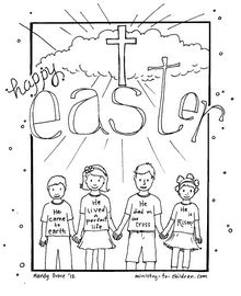 Religious cross for easter coloring page. Happy Easter Coloring Sheet — Ministry-To-Children.com
