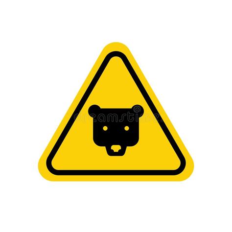 Bear Warning Sign Yellow Predator Hazard Attention Symbol Stock Vector