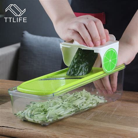 Ttlife Mandoline Slicer Manual Vegetable Cutter With 4 Interchangeable