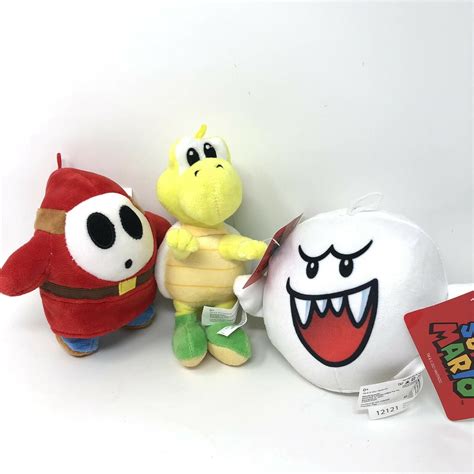 Set Of 3 Super Mario Ghost Boo Shy Guy And Koopa Troopa Stuffed Plush 5” 6”