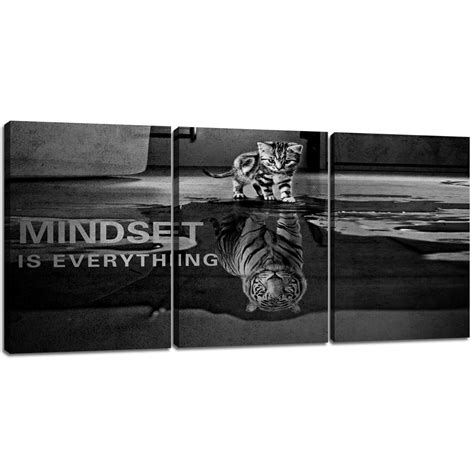 Wall Art Canvas Motivational Mindset Is Everything Tiger Cat Home Decor