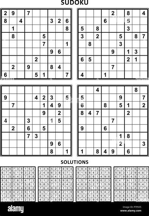 Four Sudoku Puzzles Of Comfortable Level On A4 Or Letter Sized Page