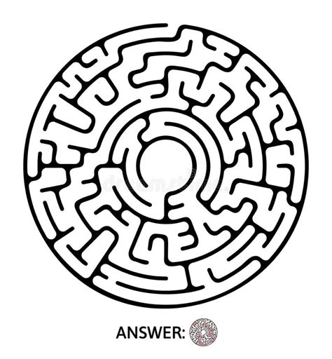 Black Round Maze Puzzle Game Vector Labyrinth Illustration Stock