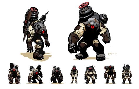 More Big Daddy Concept Art In This One I Like The 3rd One From The Left It Seems Like It Would