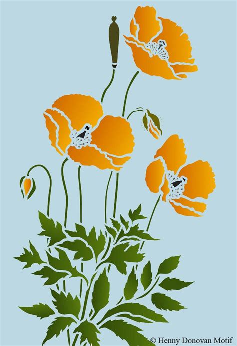 Little Wild Poppies Stencil Henny Donovan Motif Flower Drawing