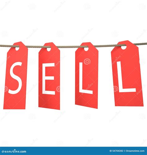 Sale Red Label Hang Isolated On White Background Stock Illustration