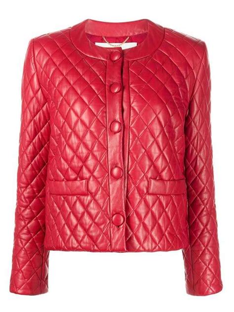 Womens Lambskin Quilted Red Jacket America Jackets