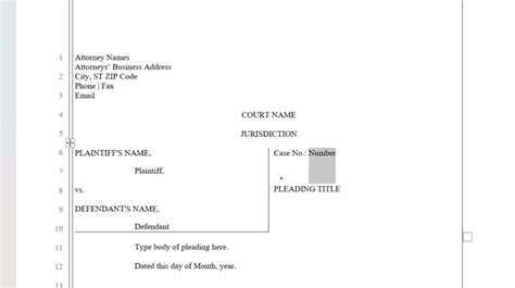 Create A Legal Pleading Template In Microsoft Word Legal Complaint