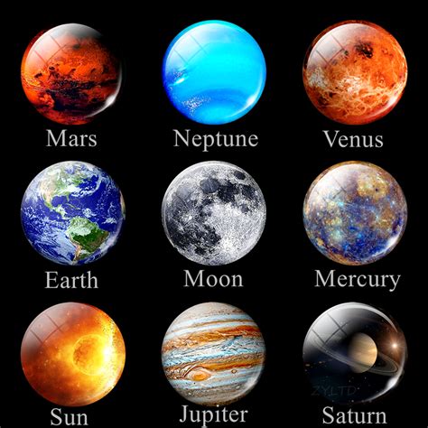 Eight Planets Fridge Magnet Full Moon Earth Solar System Planet