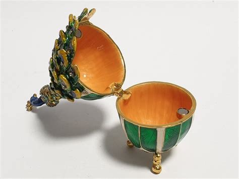 Russian Faberge Egg Peacock Jewelry Box Bird Trinket Box Etsy