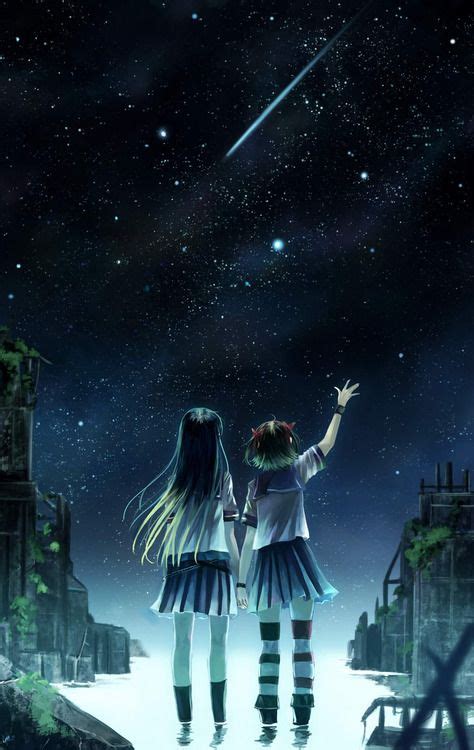 Sirousagimoontumblr Night Sky Shooting Star Anime