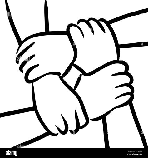 People Holding Hands Vector Illustration Stock Illustration Line Art