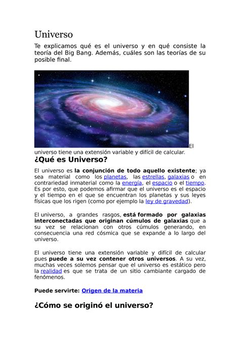 Universo Universo Te Explicamos Qué Es El Universo Y En Qué Consiste La Teoría Del Big Bang