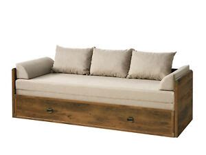 We love furniture that does double duty. Sofa Bed Storage Beige Fabric Oak finish frame Metal ...