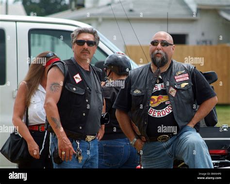 2 Members Of The Biker Gang Hells Angels Stock Photo Alamy