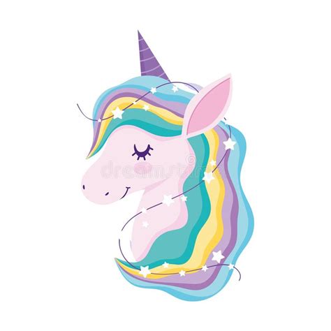 Unicorn Mystery Rainbow Mane Animal Fantasy Cartoon Isolated Icon