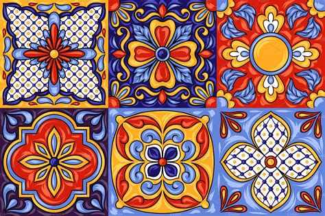 Mexican Talavera Ceramic Tile Graphic Patterns Creative Market